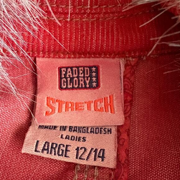 Upcycled Red Corduroy Fur Collar Jacket Penny Lane Mob Wife Boho Glam 70s Style - Picture 8 of 9